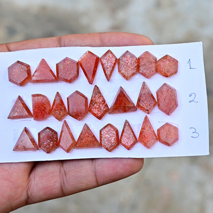 Sunstone Rosecut Cabochon Mix Shape AA Grade Strip Set -Total 8 Pcs in one strip