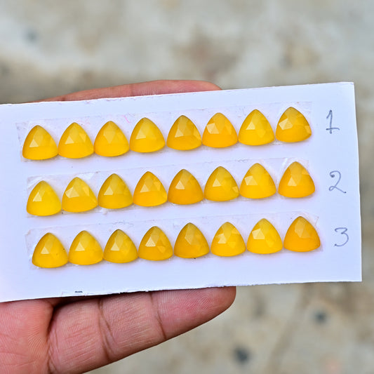 Yellow Chalcedony  Trillian Shape 10x10mm Rose Cut AA Grade Gemstone Strip Set-Total 8 Pcs in one