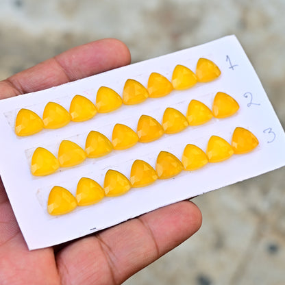 Yellow Chalcedony  Trillian Shape 10x10mm Rose Cut AA Grade Gemstone Strip Set-Total 8 Pcs in one