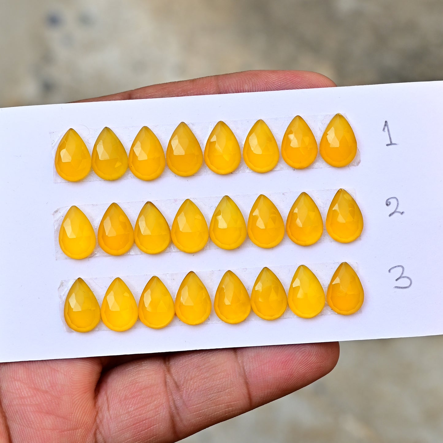 Yellow Chalcedony Pear Shape 8x12mm Rose Cut AA Grade Gemstone Strip Set-Total 8 Pcs in one