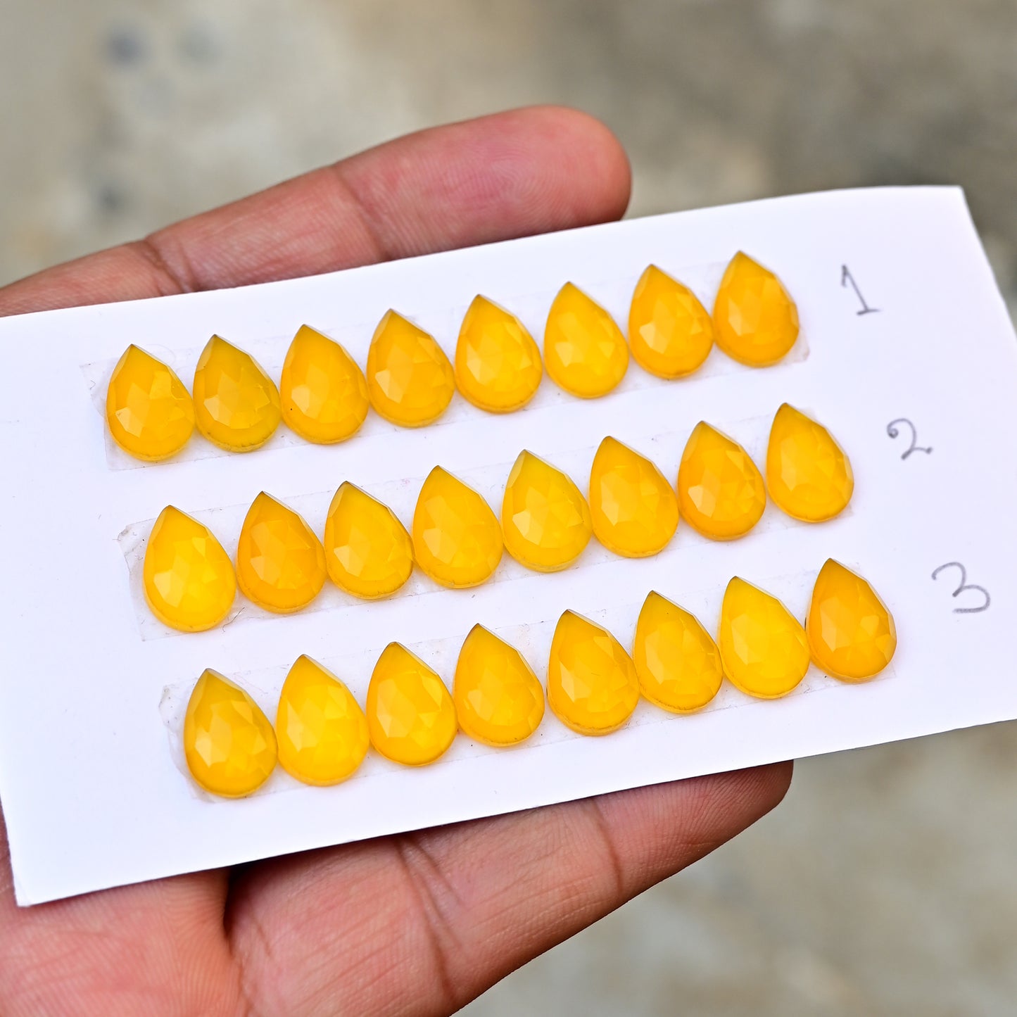 Yellow Chalcedony Pear Shape 8x12mm Rose Cut AA Grade Gemstone Strip Set-Total 8 Pcs in one