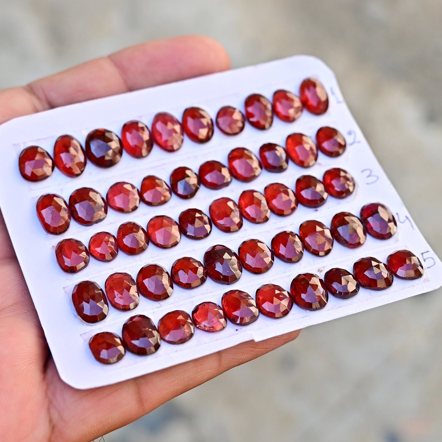 Mozambique Garnet Strip Rosecut 6mm - 11mm AA Grade Gemstone Strip- Total 10 Pcs in One Strip