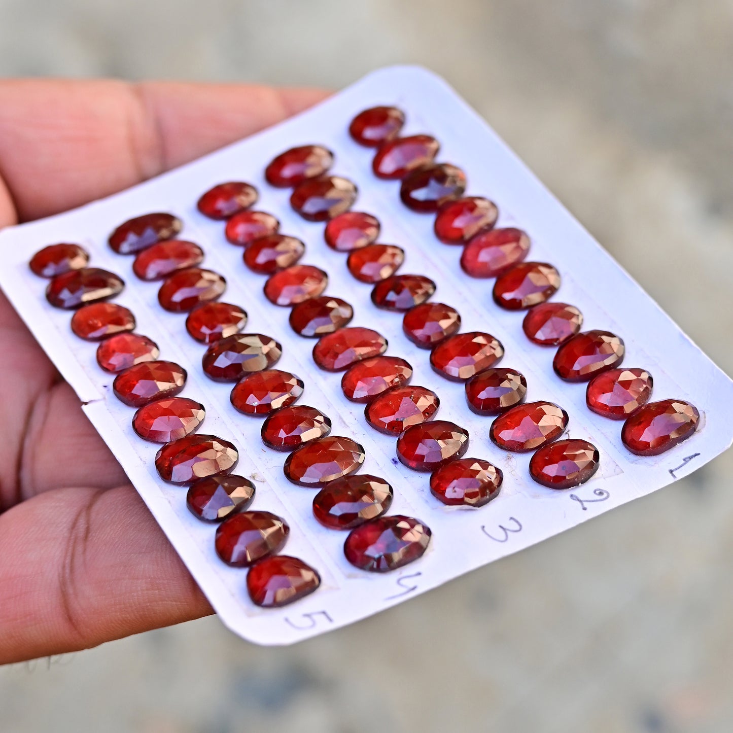 Mozambique Garnet Strip Rosecut 6mm - 11mm AA Grade Gemstone Strip- Total 10 Pcs in One Strip