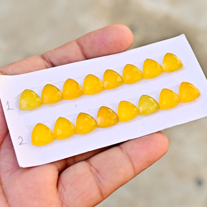 Yellow Chalcedony Trillian Shape 10X10mm Rose Cut AA Grade Gemstone Strip-Total 8 Pcs in one