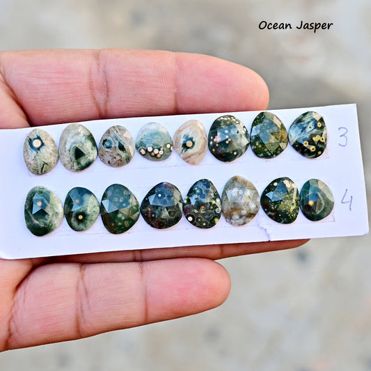 Ocean Jasper Freeform Shape Rosecut  AA Grade Gemstone Strip - Total 8 Pcs in One Strip