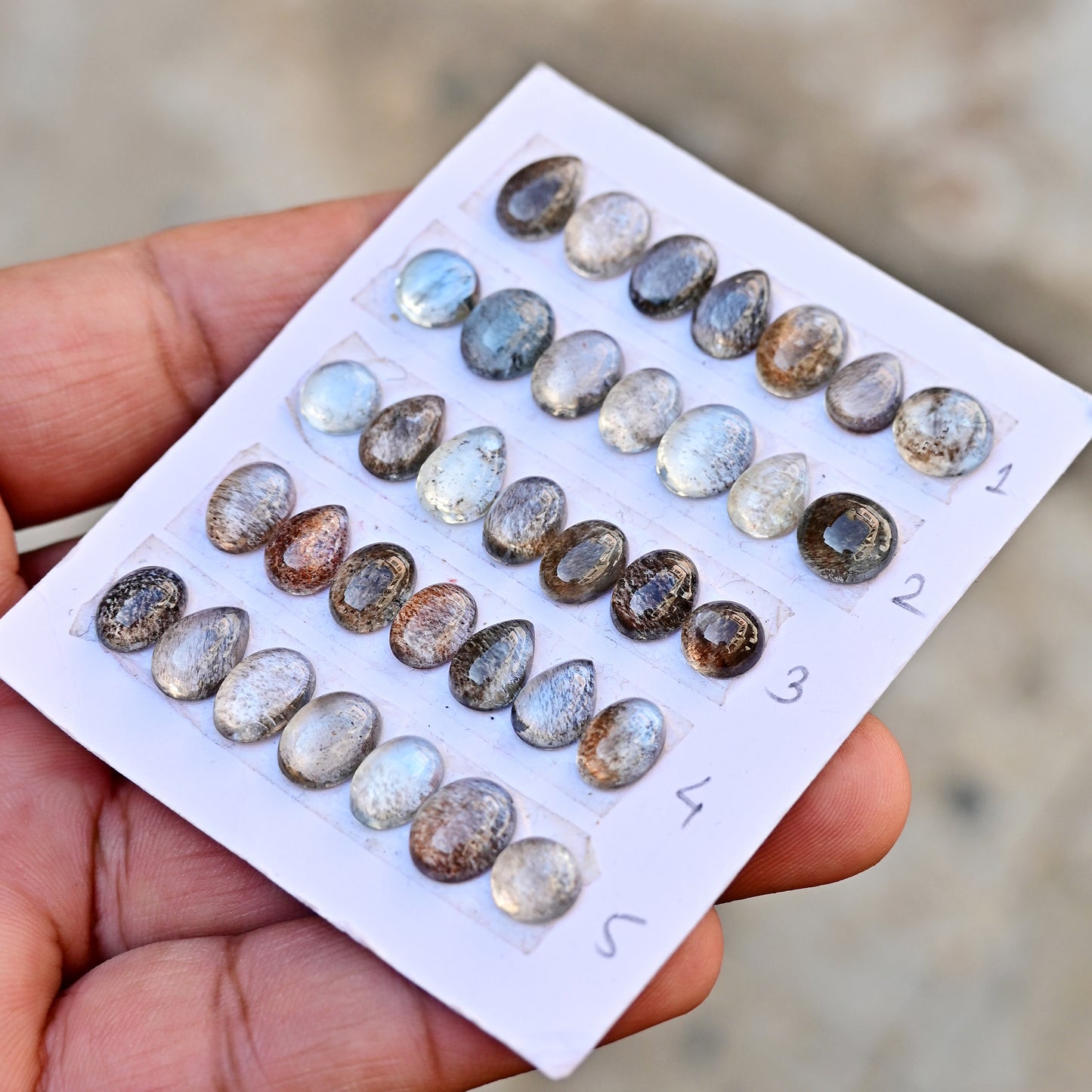 Moss Aquamarine Smooth Cabochon 7mm - 9mm Mix Shape AA Grade Gemstone Parcel -Total 7 Pcs in One Strip