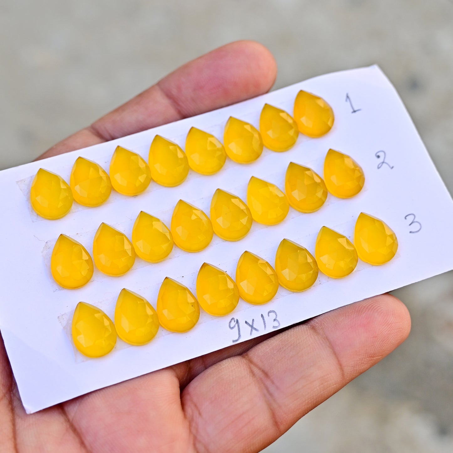 Yellow Chalcedony Pear Shape 9X13mm Rose Cut AA Grade Gemstone Strip-Total 8 Pcs in one