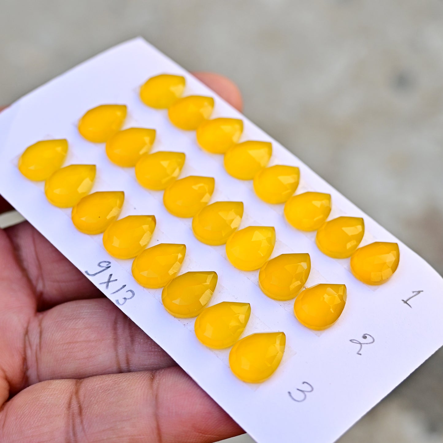 Yellow Chalcedony Pear Shape 9X13mm Rose Cut AA Grade Gemstone Strip-Total 8 Pcs in one