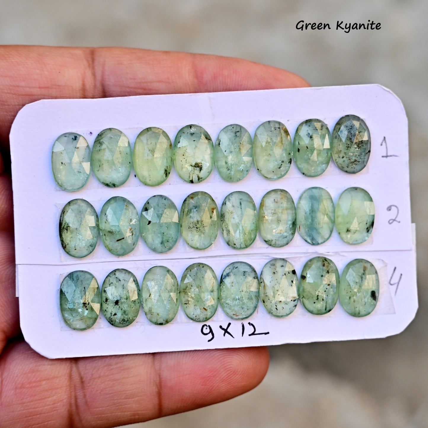 Green Kyanite Rose Cut Oval Shape 9x12mm AA Grade Gemstone Strip - Total 8 Pcs in One Strip