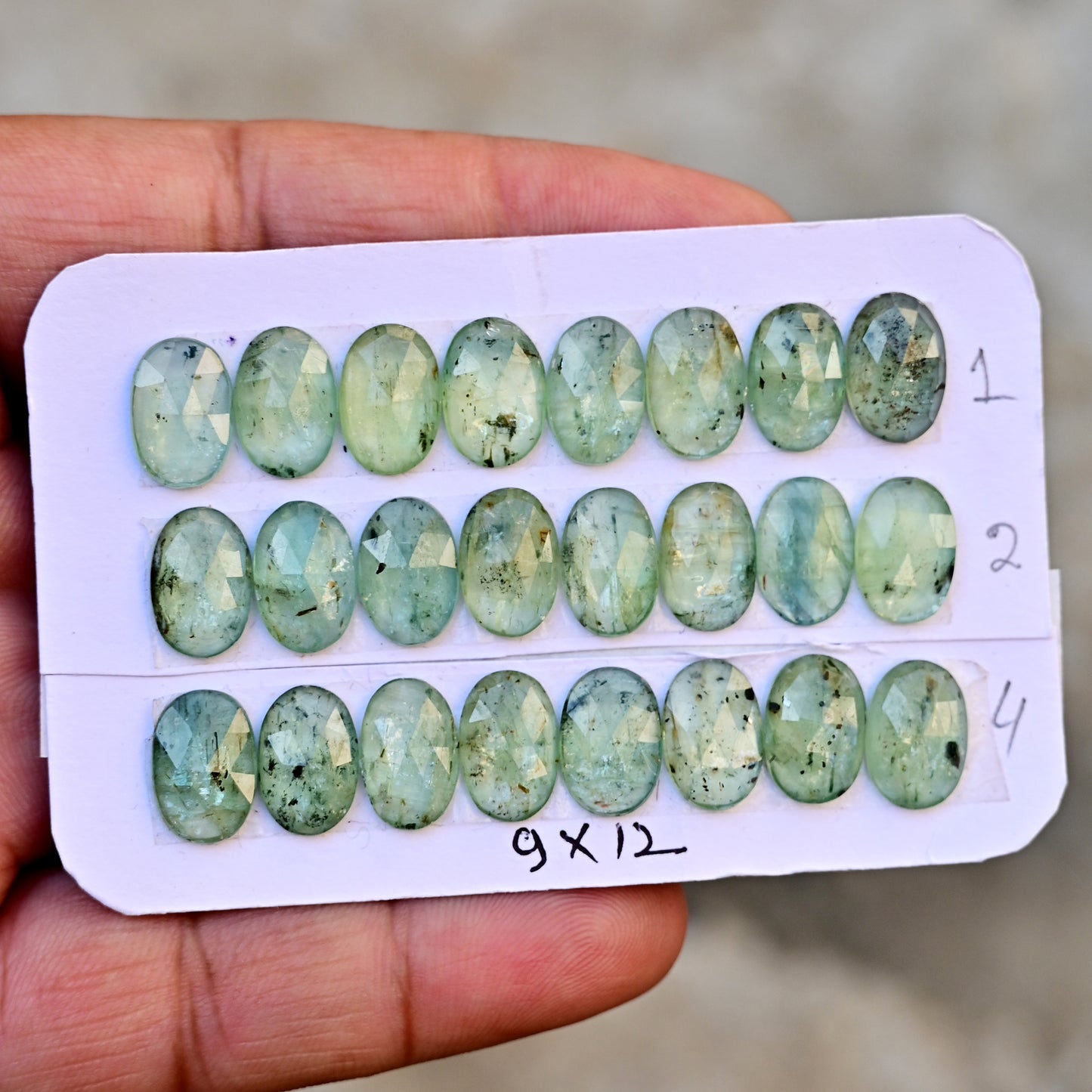 Green Kyanite Rose Cut Oval Shape 9x12mm AA Grade Gemstone Strip - Total 8 Pcs in One Strip