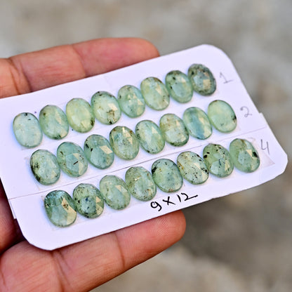 Green Kyanite Rose Cut Oval Shape 9x12mm AA Grade Gemstone Strip - Total 8 Pcs in One Strip