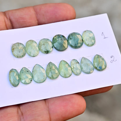 Green Kyanite Rose Cut Mix Shape Shape 10x12mm, 6x12mm AA Grade Gemstone Strip - Total 8 Pcs in One Strip