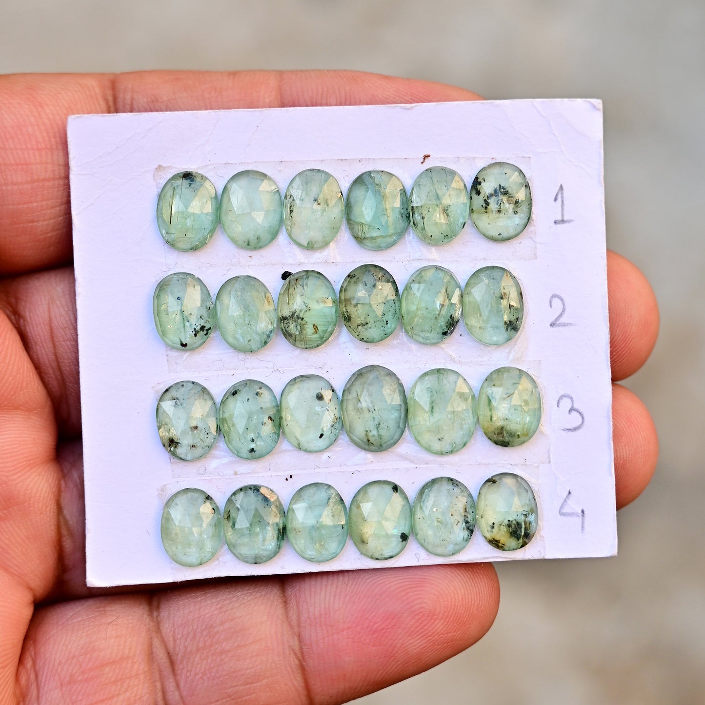 Green Kyanite Rose Cut Oval Shape Shape7x9mm, AA Grade Gemstone Strip - Total 6 Pcs in One Strip