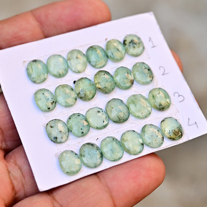 Green Kyanite Rose Cut Oval Shape Shape7x9mm, AA Grade Gemstone Strip - Total 6 Pcs in One Strip