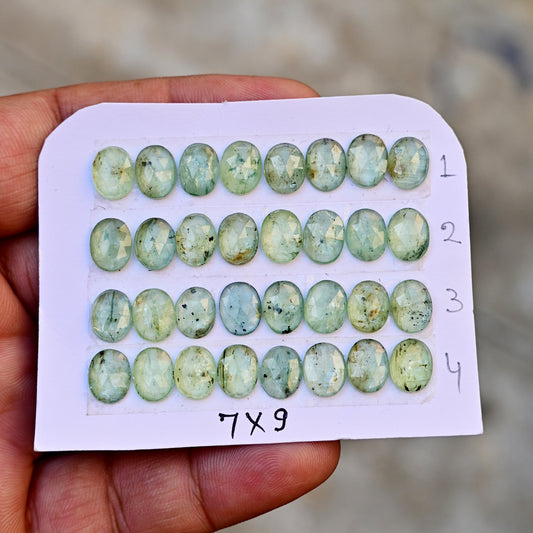 Paquete de piedras preciosas de cianita verde bio de 39,85 cts con corte rosa, cabujón de 8 x 14 mm a 9 x 12 mm, forma ovalada, grado AA (10 unidades en total)