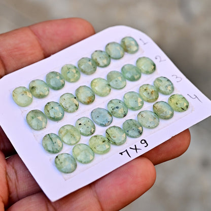 Green Kyanite Rose Cut Oval Shape7x9mm, AA Grade Gemstone Strip - Total 8 Pcs in One Strip