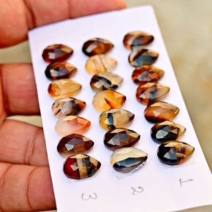 Montana Agate 10X14mm Faceted Rose Cut Pear Shape AA Grade Gemstone Strip -Total 7  Pcs in one