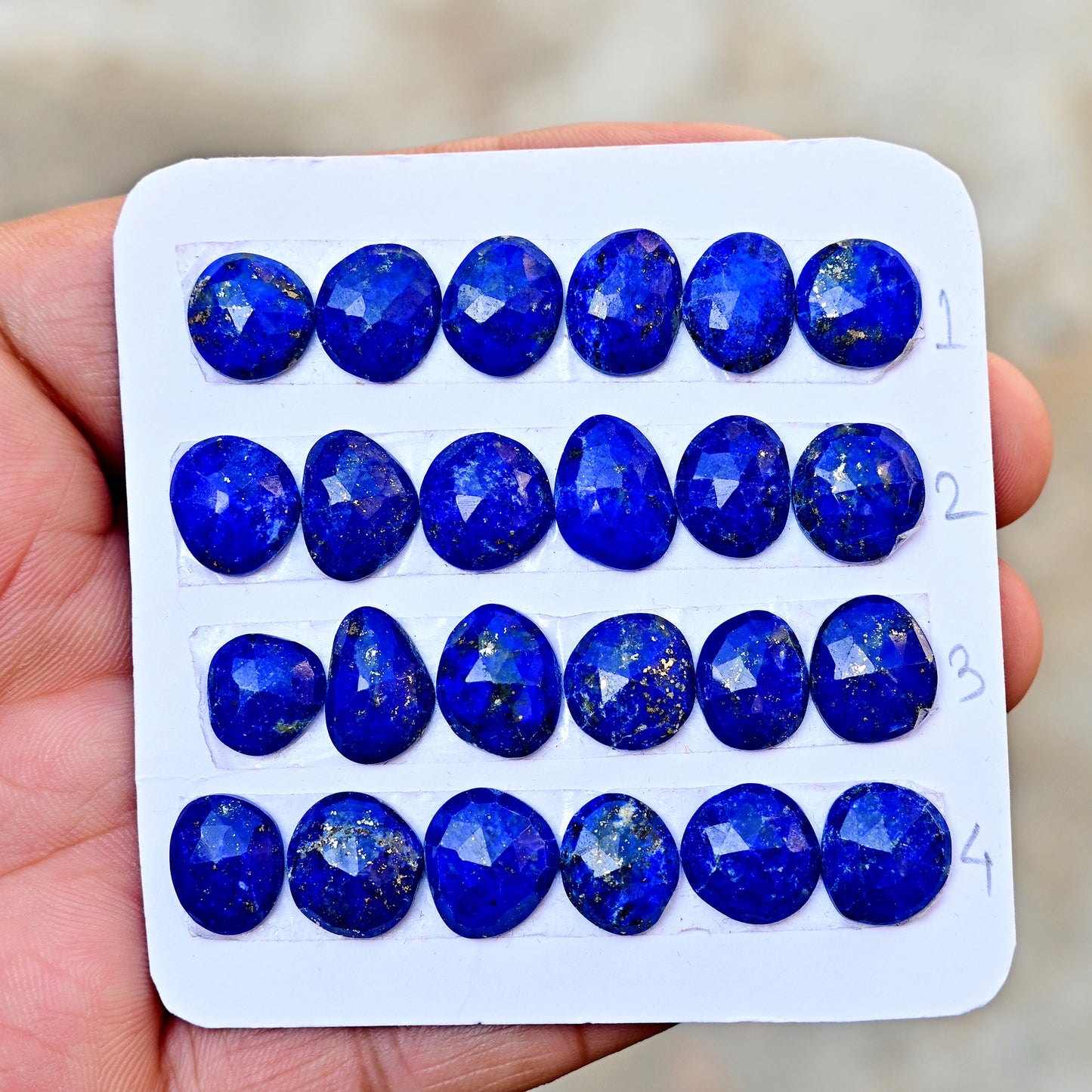 41,80 ct Lapislazuli im Rosenschliff, 10 x 12 mm und 10 x 13 mm, Freiform, Edelstein der Güteklasse A, Paket – insgesamt 12 Stück