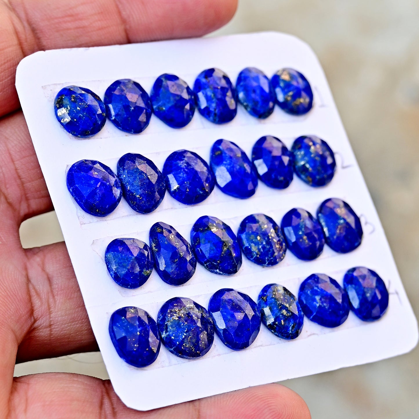 41,80 ct Lapislazuli im Rosenschliff, 10 x 12 mm und 10 x 13 mm, Freiform, Edelstein der Güteklasse A, Paket – insgesamt 12 Stück