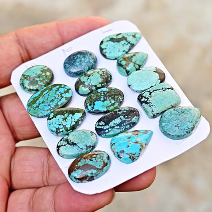 Tibetian Turquoise Rose Cut Mix Shape 16-22mm AA Grade Strip Set -Total 5 Pcs in one strip