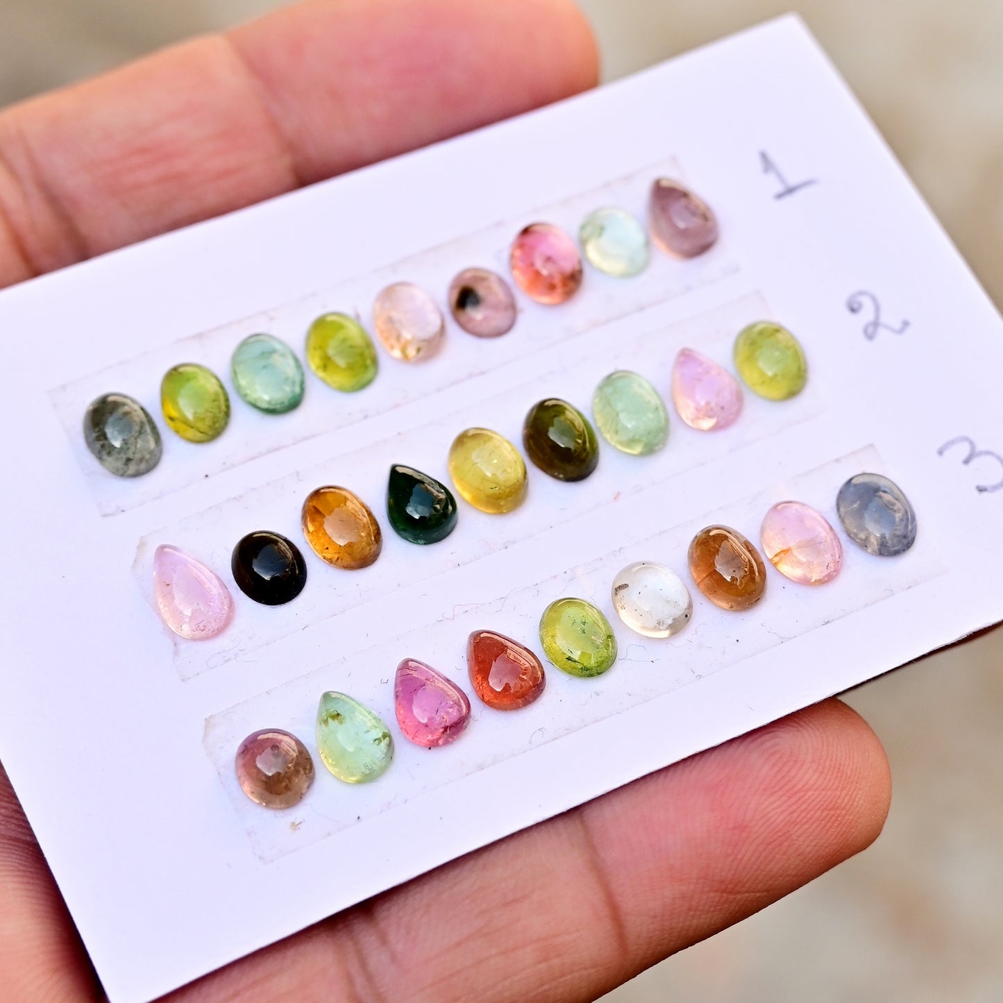 Tourmaline Cabochon Oval Shape 5x7mm AA Grade Strip Set -Total 9 Pcs in one strip