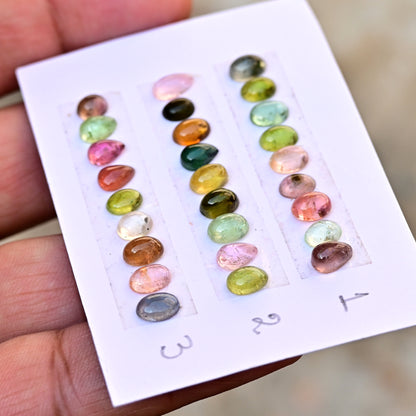 Tourmaline Cabochon Oval Shape 5x7mm AA Grade Strip Set -Total 9 Pcs in one strip