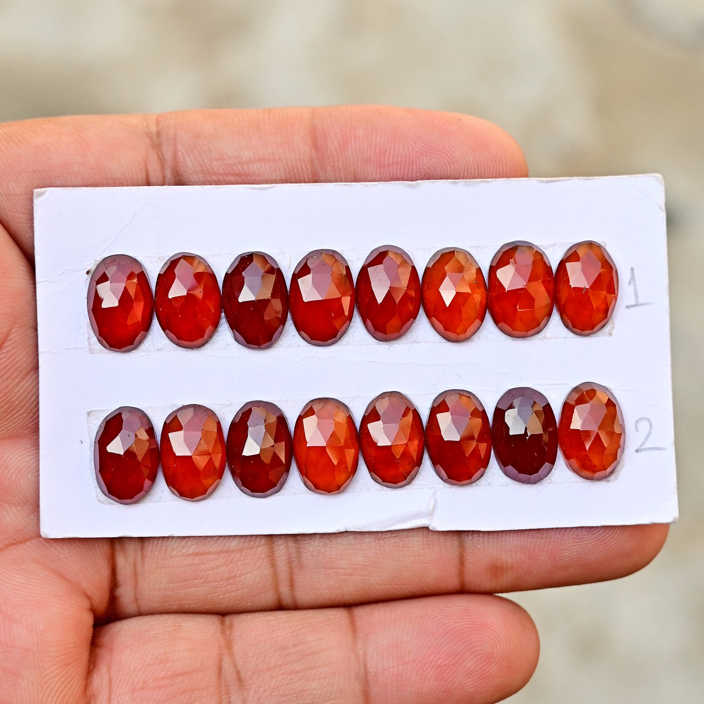 Hessonite 8x12mm Garnet Calibrated Rose Cut Oval Shape AA Grade Gemstone Strip -Total 8 Pcs in One