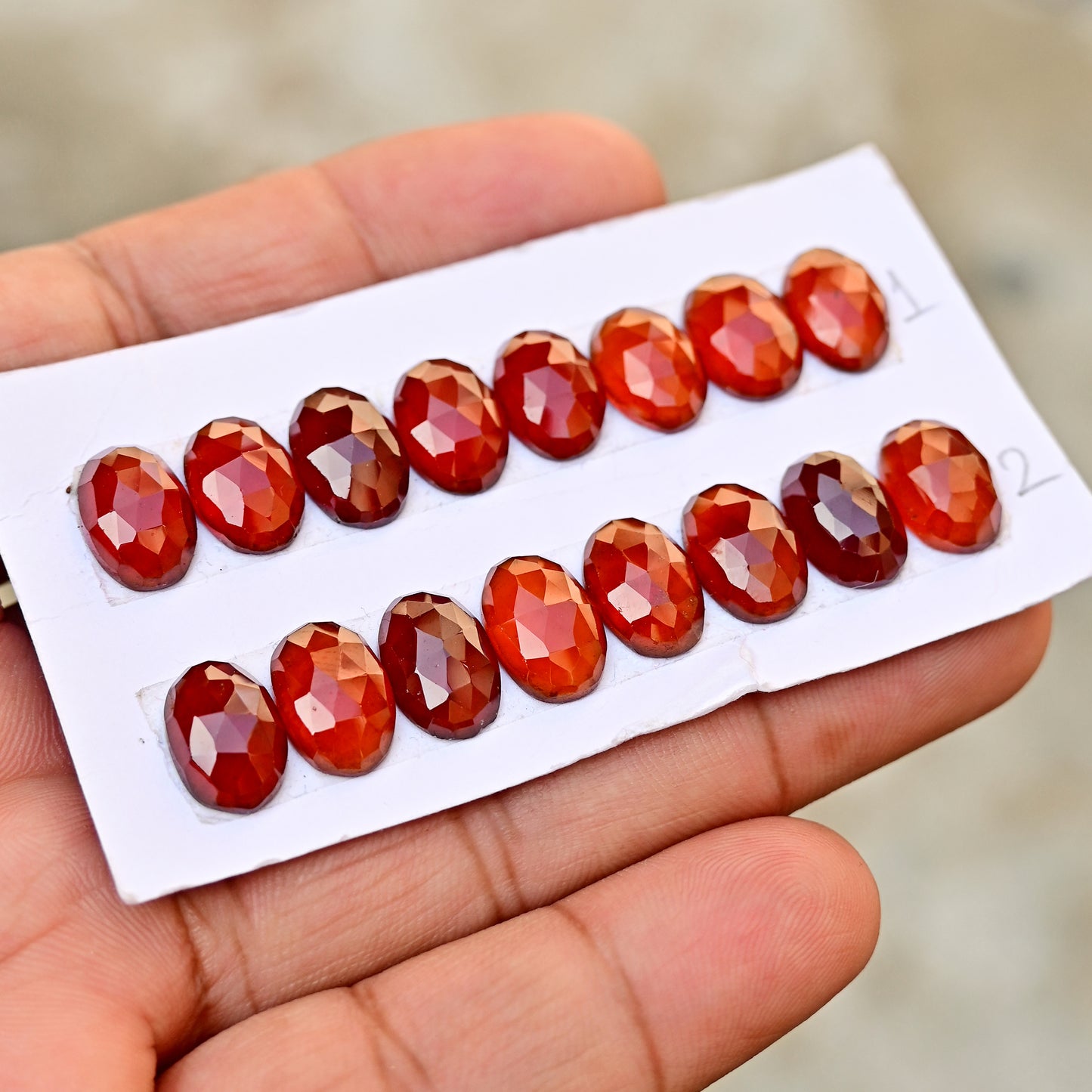 Hessonite 8x12mm Garnet Calibrated Rose Cut Oval Shape AA Grade Gemstone Strip -Total 8 Pcs in One