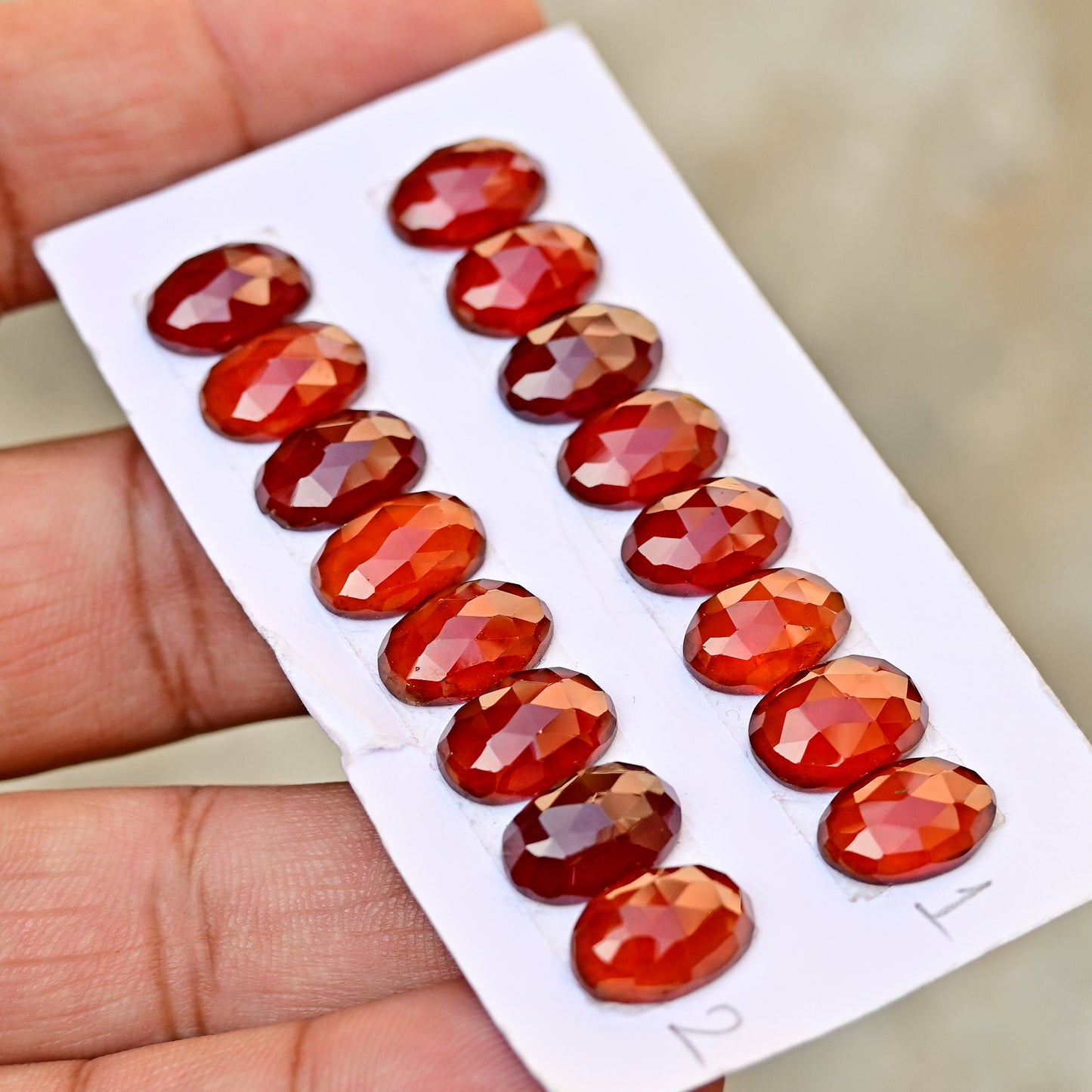 Hessonite 8x12mm Garnet Calibrated Rose Cut Oval Shape AA Grade Gemstone Strip -Total 8 Pcs in One