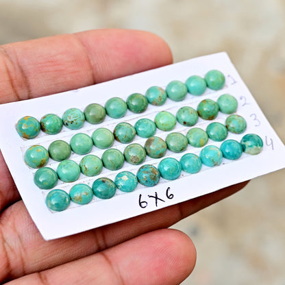 Kingman Turquoise Cabochons Round shape 6x6mm AA Grade Strip Set -Total 10 Pcs in one strip