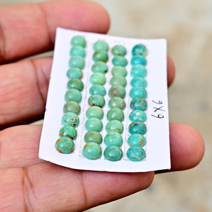 Kingman Turquoise Cabochons Round shape 6x6mm AA Grade Strip Set -Total 10 Pcs in one strip