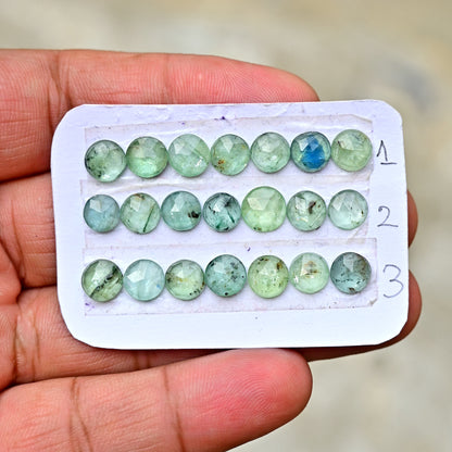 Green Kyanite Rose Cut Oval Shape 6x6mm 7x7mm, AA Grade Gemstone Strip - Total 7 Pcs in One Strip