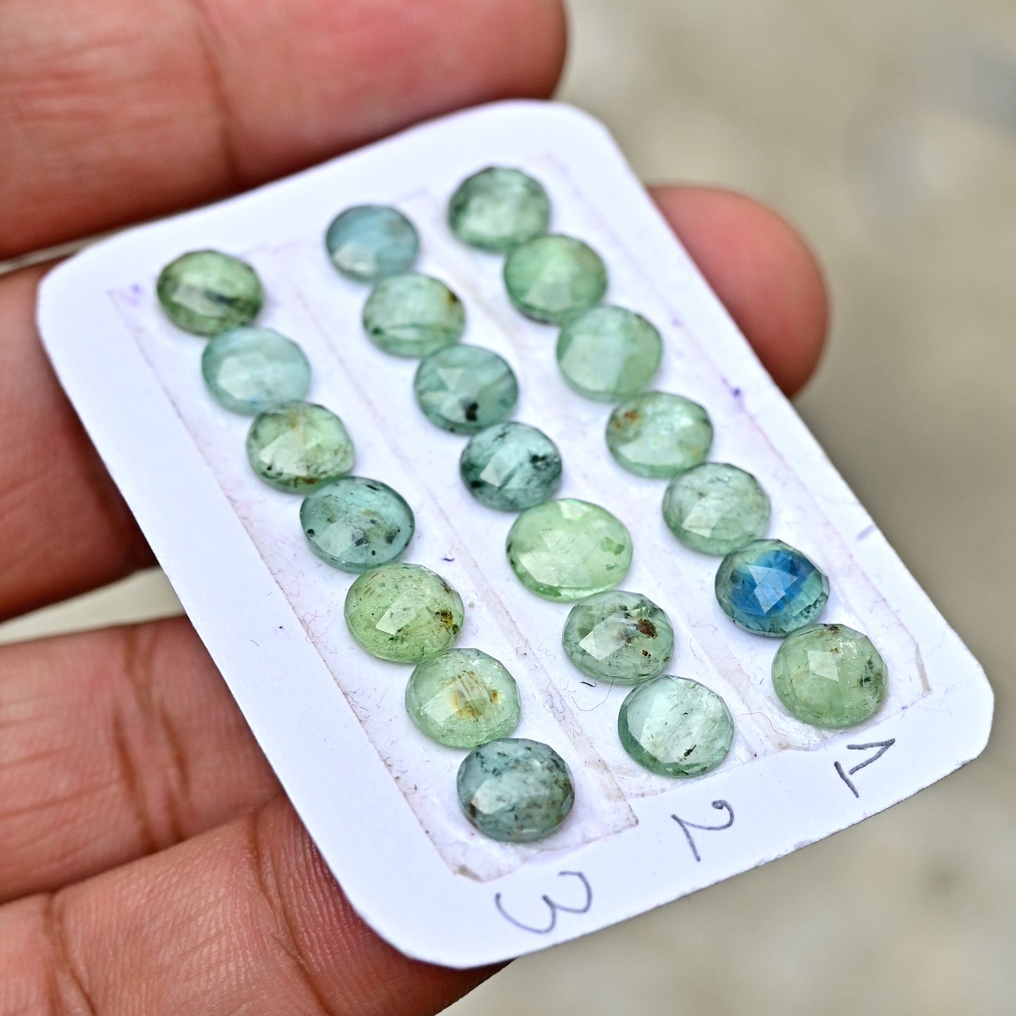 Green Kyanite Rose Cut Oval Shape 6x6mm 7x7mm, AA Grade Gemstone Strip - Total 7 Pcs in One Strip