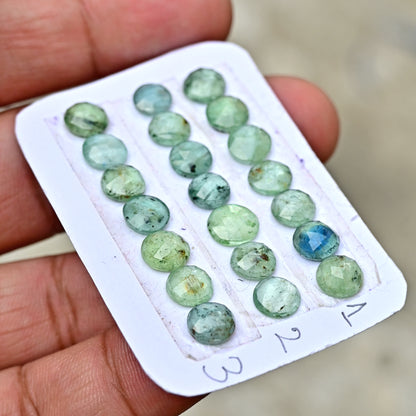 Green Kyanite Rose Cut Oval Shape 6x6mm 7x7mm, AA Grade Gemstone Strip - Total 7 Pcs in One Strip