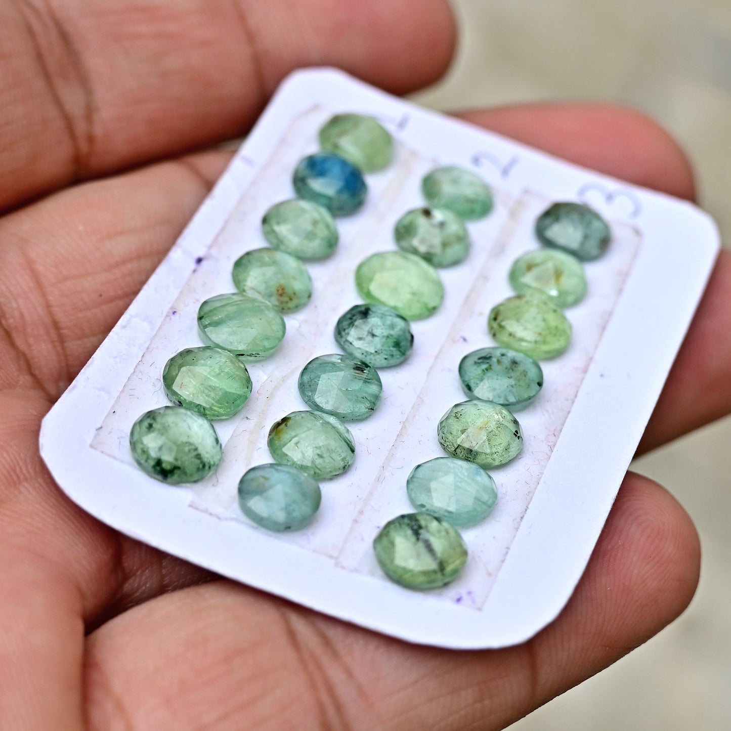 Green Kyanite Rose Cut Oval Shape 6x6mm 7x7mm, AA Grade Gemstone Strip - Total 7 Pcs in One Strip