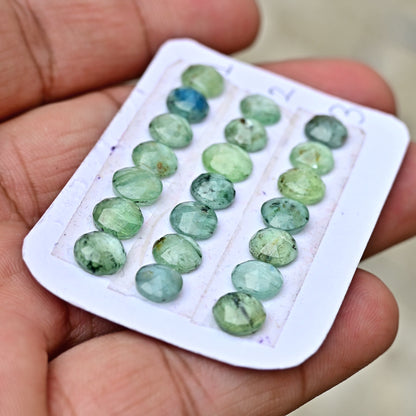 Green Kyanite Rose Cut Oval Shape 6x6mm 7x7mm, AA Grade Gemstone Strip - Total 7 Pcs in One Strip