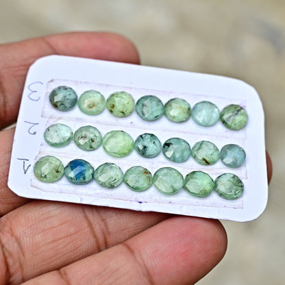 Green Kyanite Rose Cut Oval Shape 6x6mm 7x7mm, AA Grade Gemstone Strip - Total 7 Pcs in One Strip