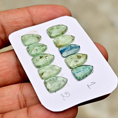 Green Kyanite Rose Cut Triangle Shape 8x12mm 9x13mm, AA Grade Gemstone Strip - Total 5 Pcs in One Strip