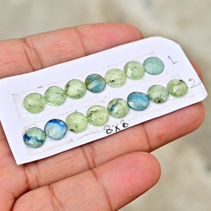 Green Kyanite Rose Cut Round Shape 8x8mm, AA Grade Gemstone Strip - Total 8 Pcs in One Strip