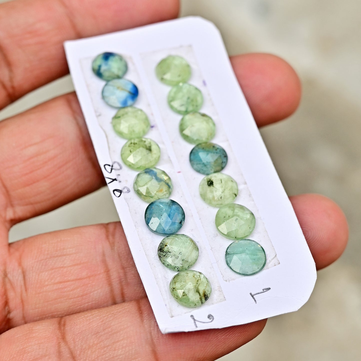 Green Kyanite Rose Cut Round Shape 8x8mm, AA Grade Gemstone Strip - Total 8 Pcs in One Strip