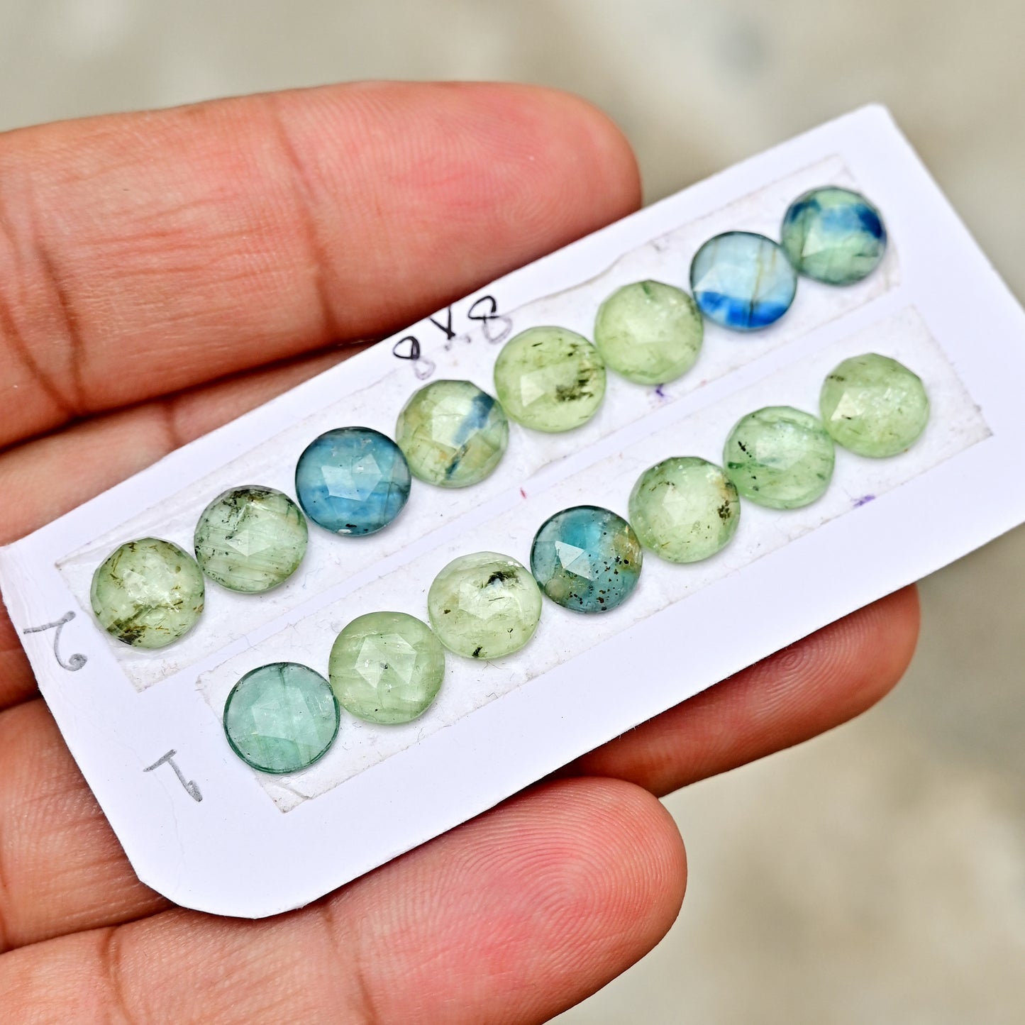 Green Kyanite Rose Cut Round Shape 8x8mm, AA Grade Gemstone Strip - Total 8 Pcs in One Strip