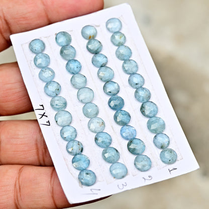 35,60 ct. Aquamarin-Kyanit, 6 x 12 mm, Rosenschliff, Baguetteform, Edelsteinklasse AA, Paket – insgesamt 15 Stück.