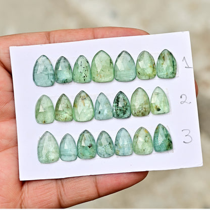 Green Kyanite Rose Cut Triangle Shape 8x12mm, 10x14mm AA Grade Gemstone Strip - Total 7 Pcs in One Strip