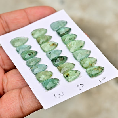 Green Kyanite Rose Cut Triangle Shape 8x12mm, 10x14mm AA Grade Gemstone Strip - Total 7 Pcs in One Strip