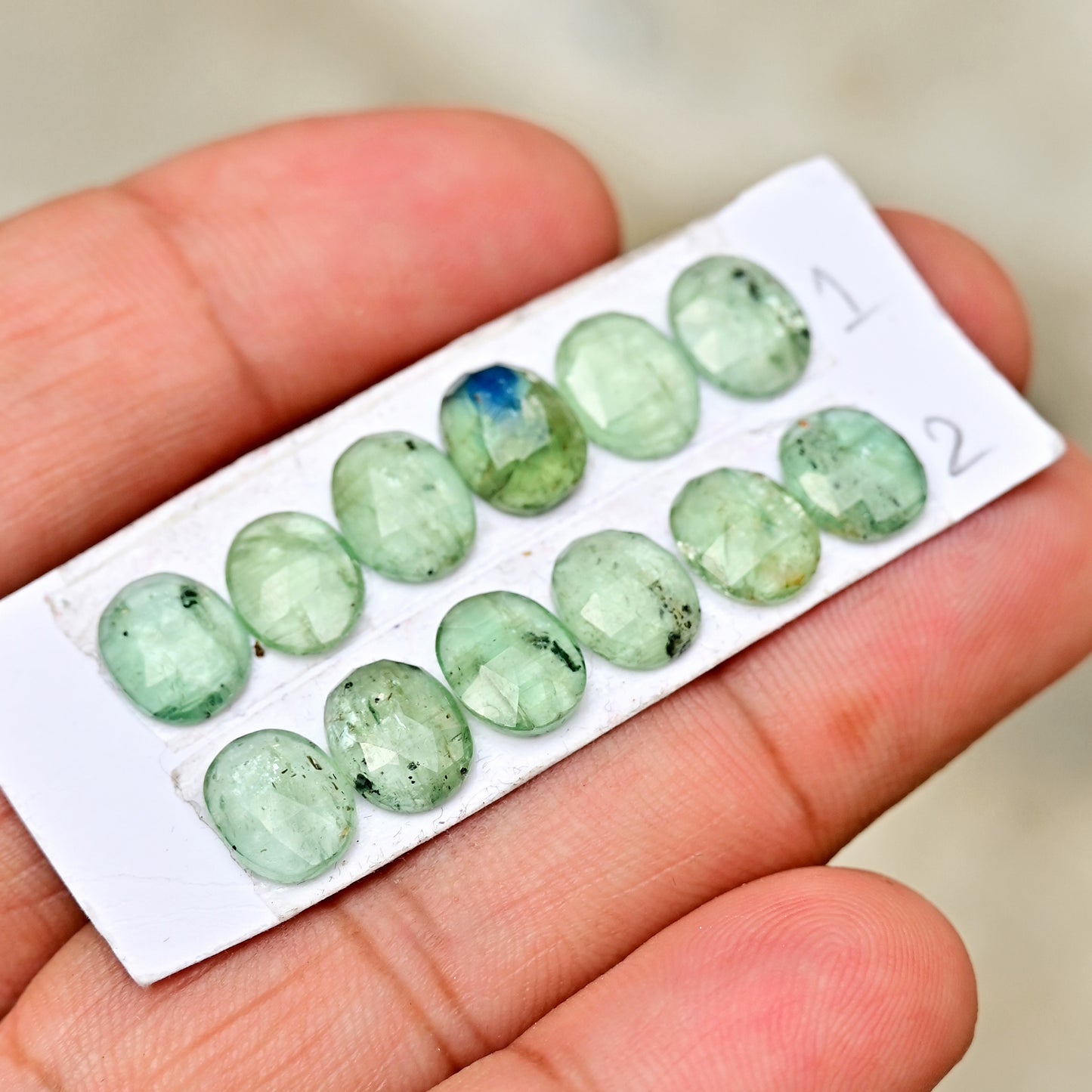 Green Kyanite Rose Cut Oval Shape 7x9mm AA Grade Gemstone Strip - Total 6 Pcs in One Strip