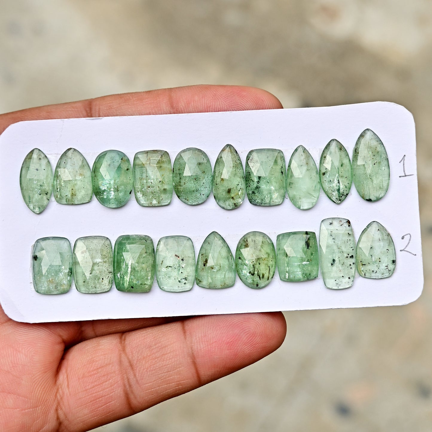 Green Kyanite Rose Cut Mix Shape 8x18mm AA Grade Gemstone Strip - Total 10 Pcs in One Strip