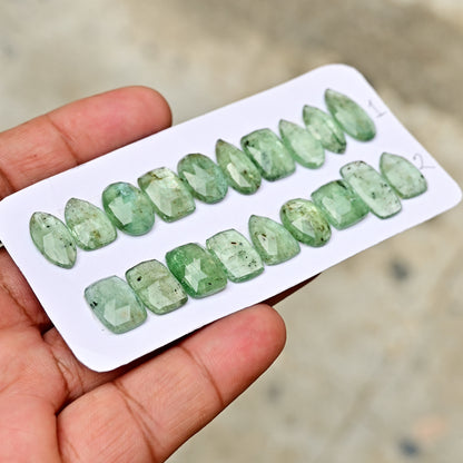 Green Kyanite Rose Cut Mix Shape 8x18mm AA Grade Gemstone Strip - Total 10 Pcs in One Strip