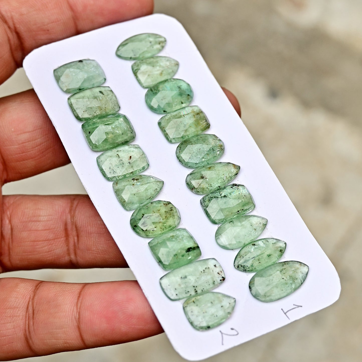 Green Kyanite Rose Cut Mix Shape 8x18mm AA Grade Gemstone Strip - Total 10 Pcs in One Strip