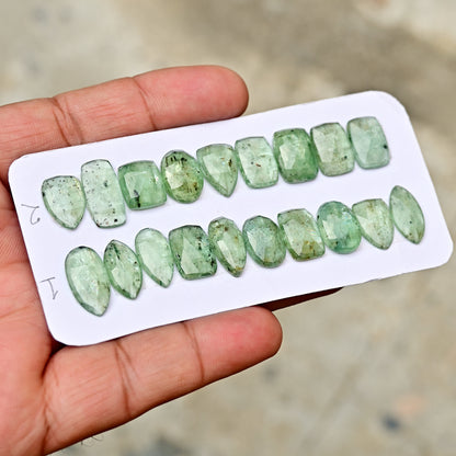 Green Kyanite Rose Cut Mix Shape 8x18mm AA Grade Gemstone Strip - Total 10 Pcs in One Strip