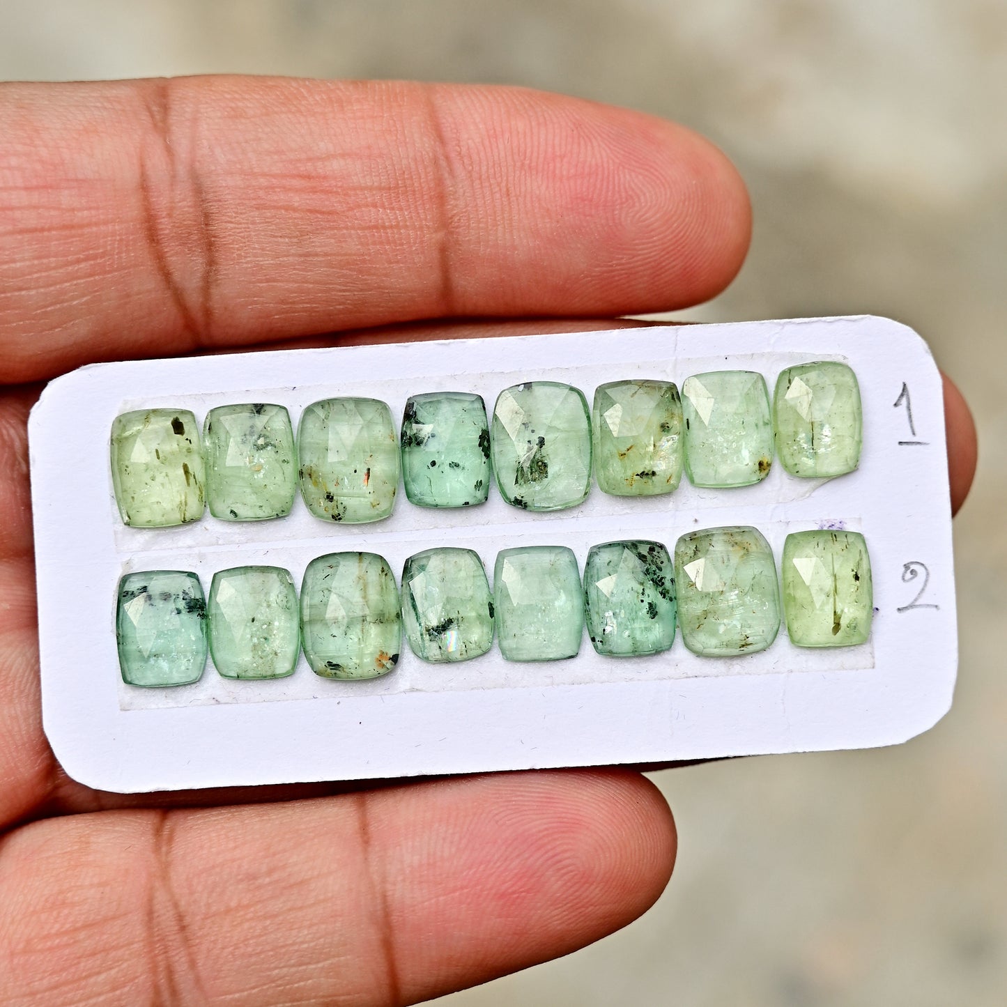 Green Kyanite Rose Cut Rectangle Shape 7x9mm, 8x10mm AA Grade Gemstone Strip - Total 8 Pcs in One Strip